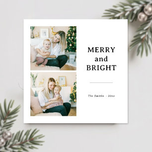 Tarjeta Festiva Familia moderna mora y brillante 2 Navidades de fo