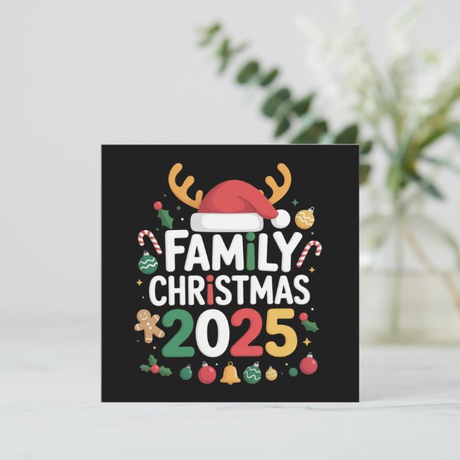 Tarjeta Festiva Familia Navidades 2025 Crew Group Matching Family (Anverso de pie)