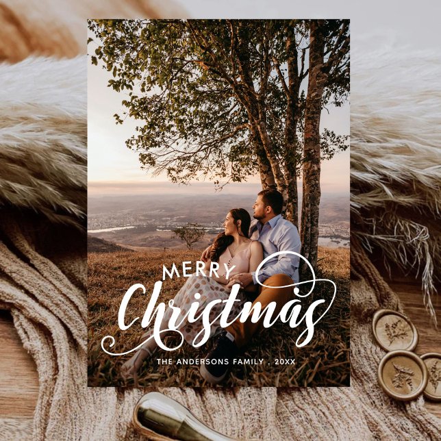 Tarjeta Festiva Familia navideña moderna Famoso nombre Tartán Ho (Subido por el creador)