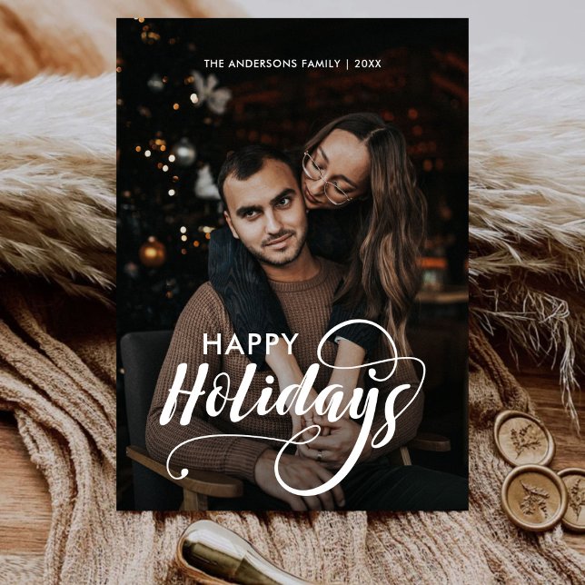 Tarjeta Festiva Familia navideña moderna Feliz nombre artístico Ta (Subido por el creador)