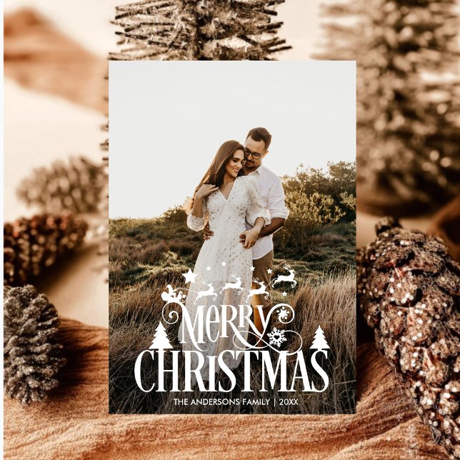 Tarjeta Festiva Familia navideña moderna Feliz nombre artístico Ta (Subido por el creador)