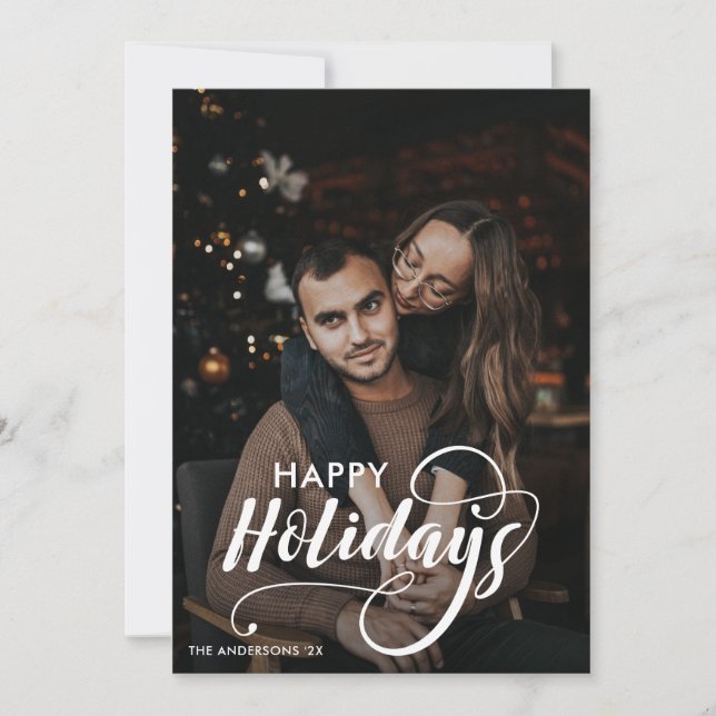 Tarjeta Festiva Familia navideña moderna Feliz nombre artístico Ta (Anverso)