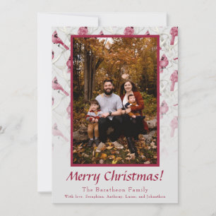 Tarjeta Festiva Familia personalizada del cardenal de Navidades ro