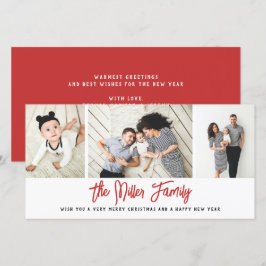 Tarjeta Festiva Familia Personalizada Nombre 3 Collage de fotos Fe