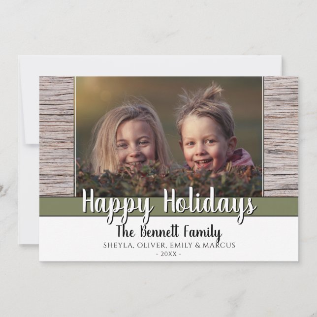 Tarjeta Festiva Familia Personalizado de Madera Rusa Foto Feliz Na (Anverso)