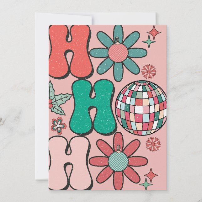 Tarjeta Festiva Familia Retro Vintage Christmas HoHoHo Phot (Anverso)