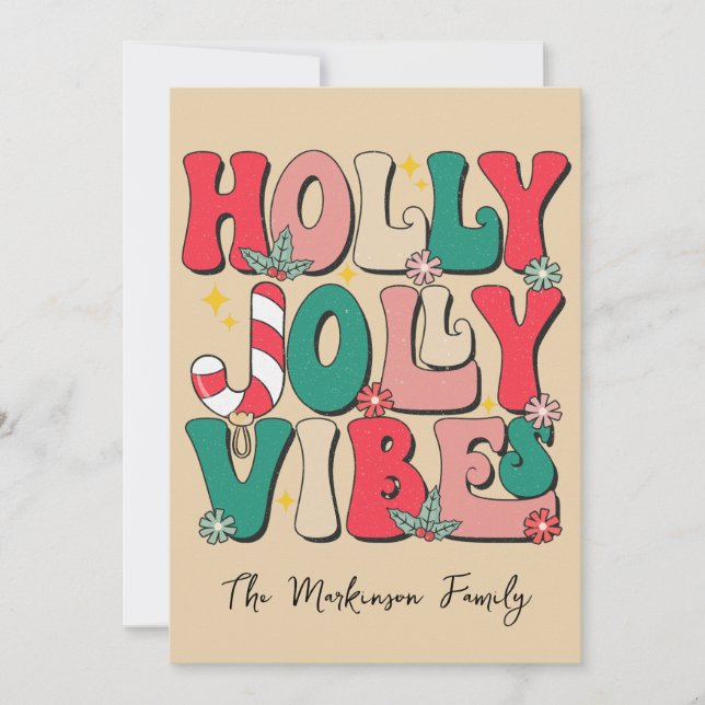 Tarjeta Festiva Familia Retro Vintage Christmas HoHoHo Photo (Anverso)