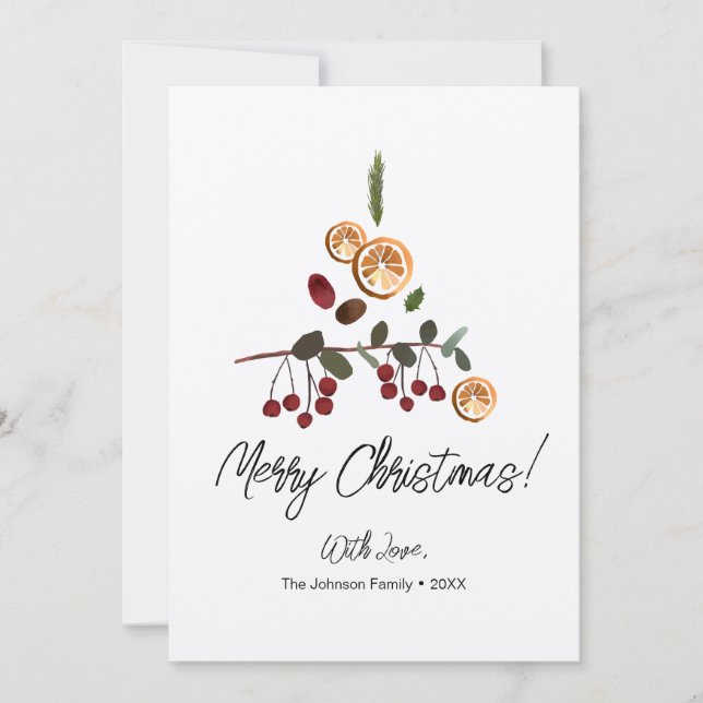 Tarjeta Festiva Familia Rustic Unique Christmas Tree Folliage (Anverso)