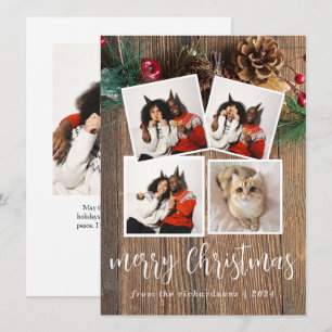 Tarjeta Festiva Familia Rustic Wood Elegant Navidades 4 Foto