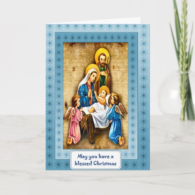 Tarjeta Festiva Familia santa de la natividad (Anverso)