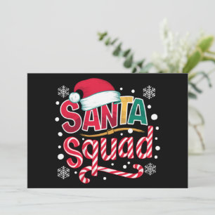Tarjeta Festiva Familia Santa Squad Xmas Squad coincidiendo con Sa