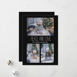 Tarjeta Festiva Familia simple de tres fotos