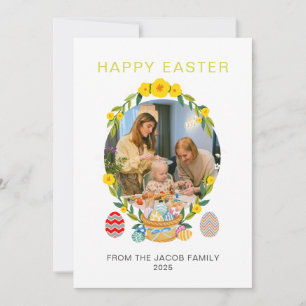 Tarjeta Festiva Familia simple elegante feliz de Pascua una foto