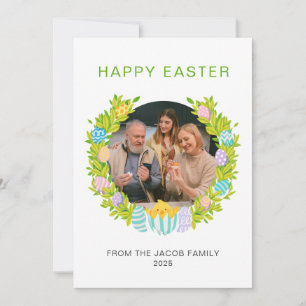 Tarjeta Festiva Familia simple elegante feliz de Pascua una foto