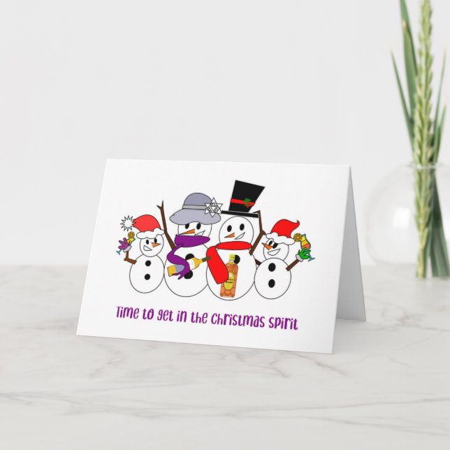 Tarjeta Festiva Familia Snowman (Anverso)