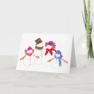 Tarjeta Festiva familia snowman