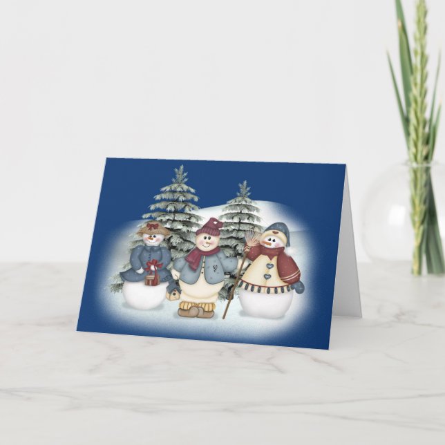Tarjeta Festiva Familia Snowman (Anverso)