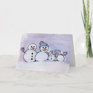 Tarjeta Festiva Familia Snowman