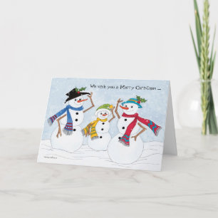 Tarjeta Festiva Familia Snowman feliz año nuevo