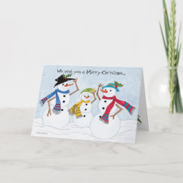 Tarjeta Festiva Familia Snowman Feliz Año Nuevo