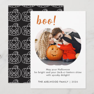 Tarjeta Festiva Familia tipográfica Minimalist Boo de Halloween
