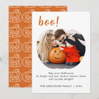 Tarjeta Festiva Familia tipográfica Minimalista Boo de Halloween