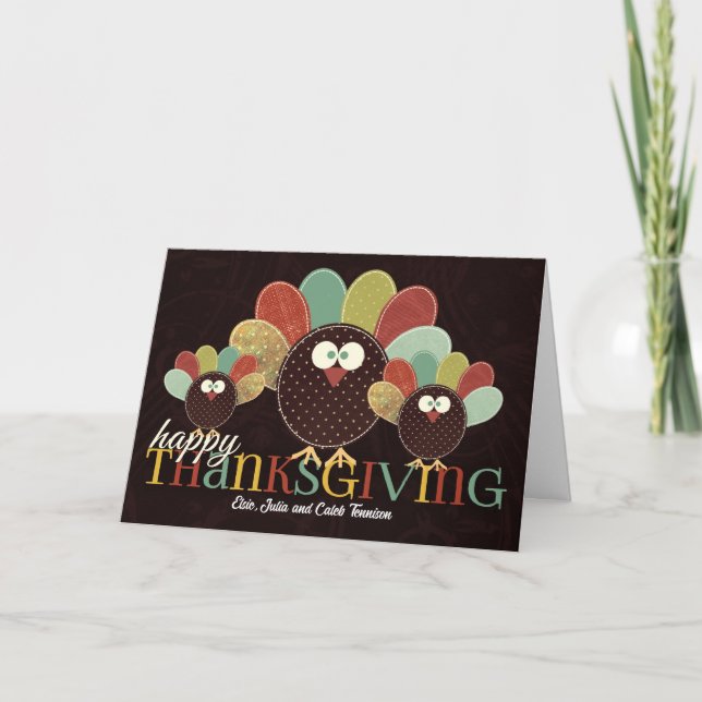 Tarjeta Festiva Familia turca para acción de gracias (Anverso)