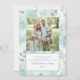 Tarjeta Festiva Family Christmas Card – Watercolor Eucalyptus