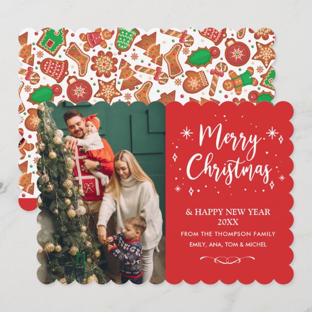 Tarjeta Festiva Family Christmas Cookie photo Card (Anverso / Reverso)