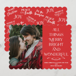 Tarjeta Festiva Family Christmas red photo Card