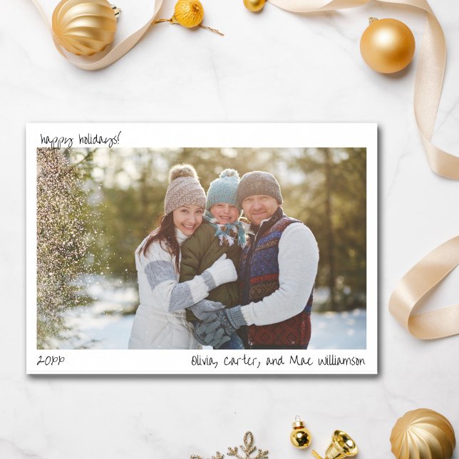 Tarjeta Festiva Family Photo Handwriting Minimalist Christmas  (Subido por el creador)