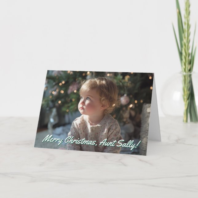 Tarjeta Festiva Family Photo Merry Christmas Aunt (Anverso)