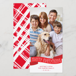 Tarjeta Festiva FAMILY PHOTO merry everything ribbon red