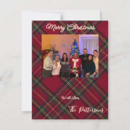 Tarjeta Festiva Family Photo plaid Christmas Flat Holiday Card