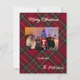 Tarjeta Festiva Family Photo plaid Christmas Flat Holiday Card