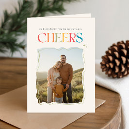 Tarjeta Festiva Family Portrait Photo Retro Christmas Folded