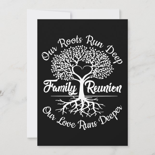 Tarjeta Festiva Family Reunion Our Roots Run Deep Tree (Anverso)