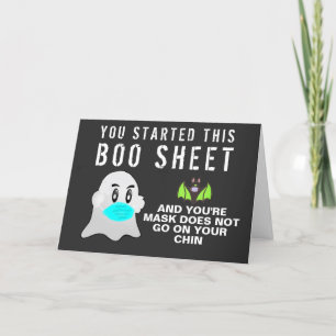 Tarjeta Festiva Famoso fantasma de hoja de boo de Halloween 2020 y