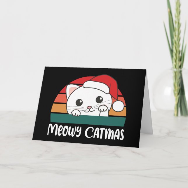 Tarjeta Festiva Famoso gato Navidades Pun Holiday Card (Anverso)