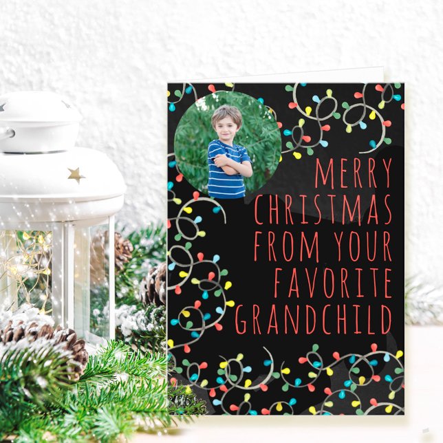 Tarjeta Festiva Famoso Navidades de foto de nietos favoritos ilumi (Subido por el creador)