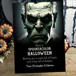 Tarjeta Festiva Famoso saludo de Halloween al Monstruo de Frankens