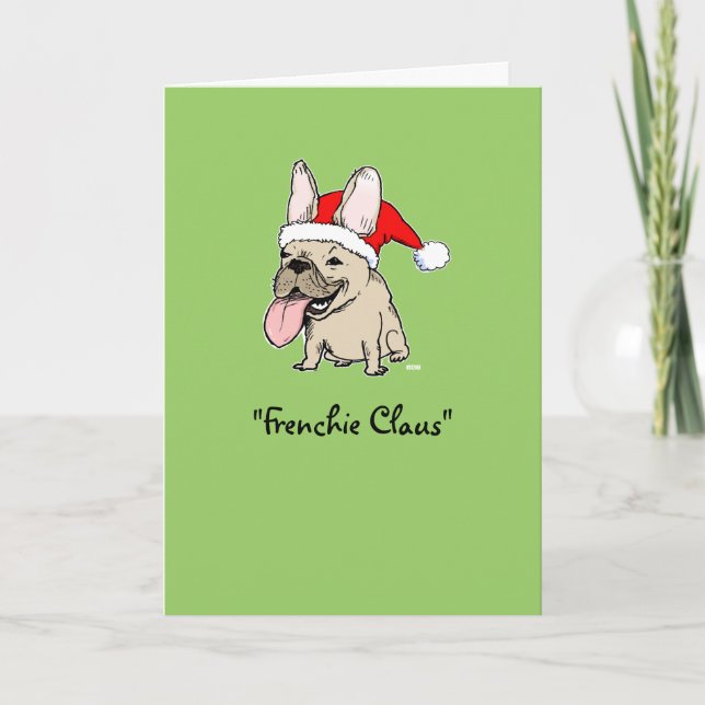 Tarjeta Festiva Famosos Navidades de Bulldog franceses se burlan d (Anverso)