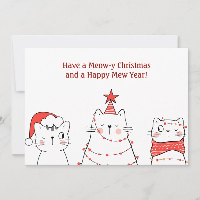 Tarjeta Festiva Famosos navidades de gatos (Anverso)
