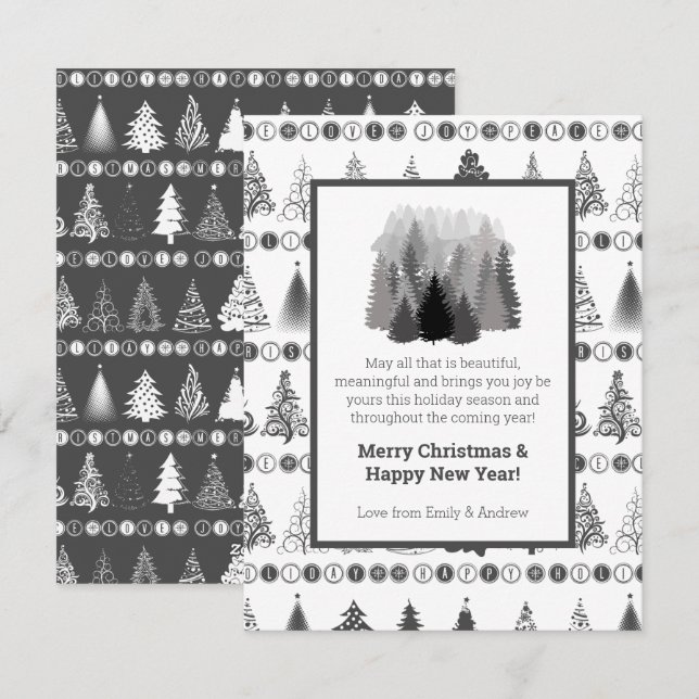 Tarjeta Festiva Fancy Christmas Tree Holiday Card (Anverso / Reverso)