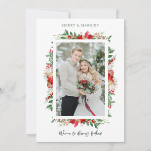 Tarjeta Festiva Fancy First Christmas Poinsettias Frame Photo