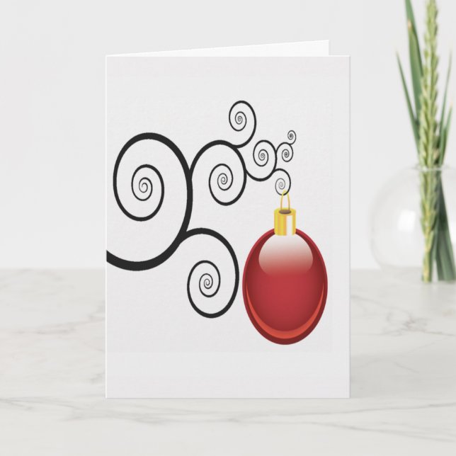 Tarjeta Festiva Fancy Red Christmas Ornamdays Holidays Navidades (Anverso)