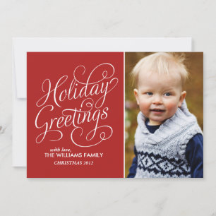 Tarjeta Festiva Fancy Script "Happy Holidays" Photo