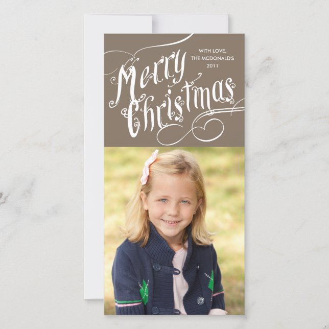 Tarjeta Festiva Fancy Script Merry Christmas (Anverso)