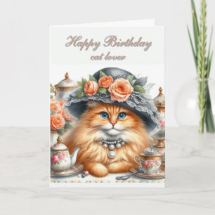 Tarjeta Festiva Fancy Vestido Cat Lovers Happy Birthday Card