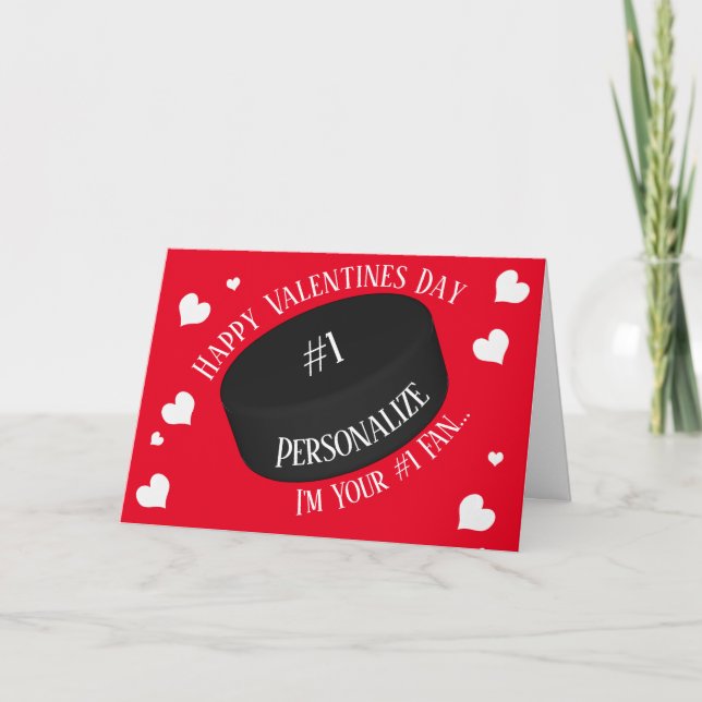 Tarjeta Festiva Fans de San Valentín de Hockey sobre Hielo N° 1 di (Anverso)